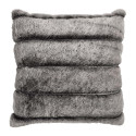 Coussin Ultra Doux 40x40cm Texturé Imitation Fourrure Gris Foncé Déhoussable
