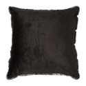 Coussin Ultra Doux 40x40cm Texturé Imitation Fourrure Gris Foncé Déhoussable