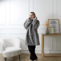 Sweat à Capuche Plaid Ultra Doux Effet Nid d'Abeille Gris Intérieur Sherpa