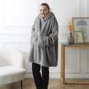 Sweat à Capuche Plaid Ultra Doux Effet Nid d'Abeille Gris Intérieur Sherpa
