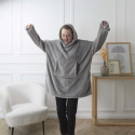 Sweat à Capuche Plaid Ultra Doux Effet Nid d'Abeille Gris Intérieur Sherpa