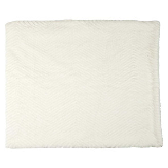 Plaid Ultra Doux 120x150cm Imitation Fourrure Blanche Motifs Géométriques