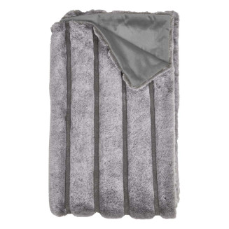 Plaid Ultra Doux 120x150cm Texturé Imitation Fourrure Gris
