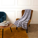 Plaid Ultra Doux 120x150cm Texturé Imitation Fourrure Gris