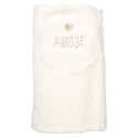 Plaid Coussin 2-en-1 "Amour" en Sherpa Coloris Crème