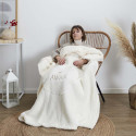 Plaid Coussin 2-en-1 "Amour" en Sherpa Coloris Crème