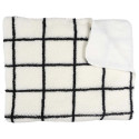 Plaid Sherpa 130x160cm Blanc à Carreaux Noirs