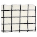 Plaid Sherpa 130x160cm Blanc à Carreaux Noirs