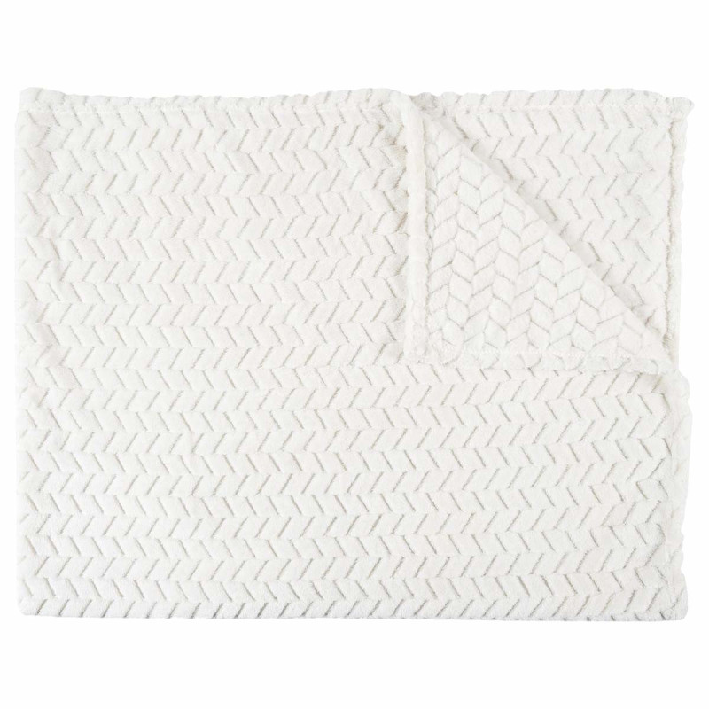 Plaid Ultra Doux 120x150cm Motif Chevrons Blanc Plaid Ultra Doux 120x150cm Motif Chevrons Blanc