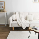 Plaid Ultra Doux 120x150cm Motif Chevrons Blanc