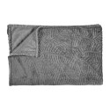 Plaid Flanelle 150x200cm Embossé Motif Feuilles Gris