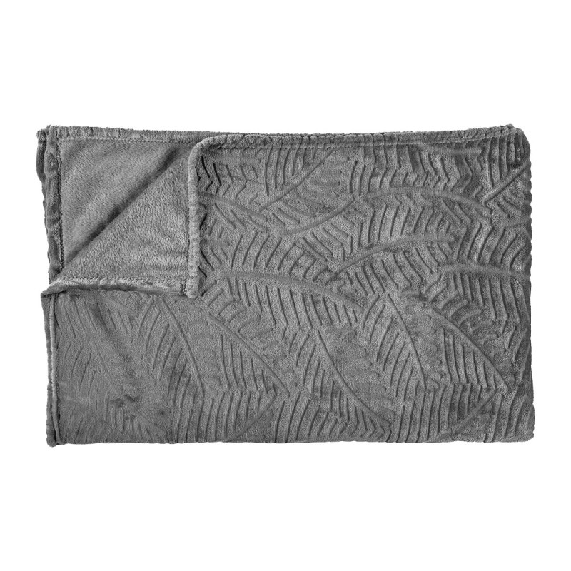 Plaid Flanelle 150x200cm Embossé Motif Feuilles Gris Plaid Flanelle 150x200cm Embossé Motif Feuilles Gris