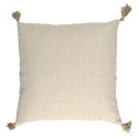 Coussin 40x40cm Beige Motifs Vagues Tressés avec Pompons