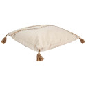 Coussin 40x40cm Beige Motifs Vagues Tressés avec Pompons