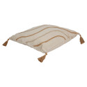 Coussin 40x40cm Beige Motifs Vagues Tressés avec Pompons