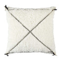 Coussin Sherpa 40x40cm Blanc Motif Géométrique Tressé Noir