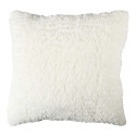 Coussin Sherpa 40x40cm Blanc Motif Géométrique Tressé Noir