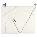 Plaid Sherpa 130x160cm Blanc Motif Géométrique Tressé Noir