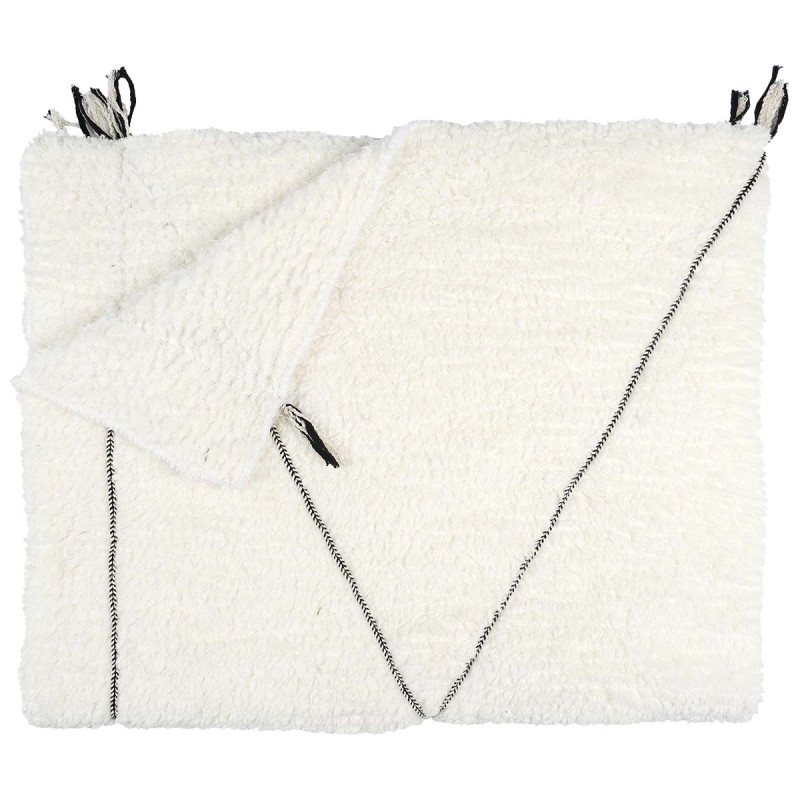 Plaid Sherpa 130x160cm Blanc Motif Géométrique Tressé Noir Plaid Sherpa 130x160cm Blanc Motif Géométrique Tressé Noir