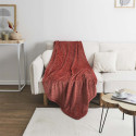 Plaid Flanelle 150x200cm Embossé Motif Feuilles Terracota