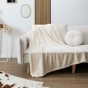 Plaid Flanelle 150x200cm Embossé Motif Feuilles Crème