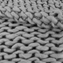 Plaid Chunky 120x150cm Grosse Maille Tressée Coloris Gris