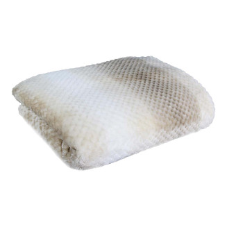 Plaid Ultra Doux 150x200cm Nid d'Abeille Dégradé Taupe Blanc