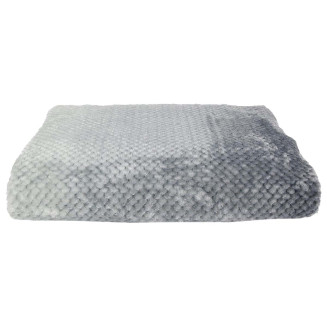 Plaid Ultra Doux 150x200cm Nid d'Abeille Dégradé Gris Blanc
