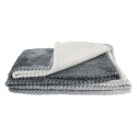 Plaid Ultra Doux 150x200cm Nid d'Abeille Dégradé Gris Blanc