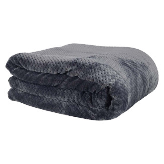 Plaid Ultra Doux 180x220cm Nid d'Abeille Gris Anthracite et Sherpa
