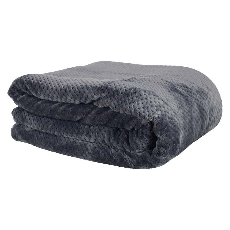 Plaid Ultra Doux 180x220cm Nid d'Abeille Gris Anthracite et Sherpa Plaid Ultra Doux 180x220cm Nid d'Abeille Gris Anthracite et Sherpa
