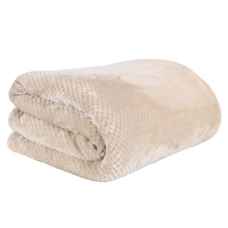 Plaid Ultra Doux 180x220cm Nid d'Abeille Beige et Sherpa