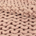 Plaid Chunky 120x150cm Grosse Maille Tressée Coloris Rose