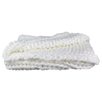 Plaid Chunky 120x150cm Grosse Maille Tressée Coloris Blanc