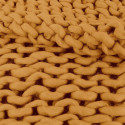 Plaid Chunky 120x150cm Grosse Maille Tressée Coloris Ocre