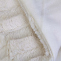 Plaid 120x150cm Texturé Imitation Fourrure Blanche avec Anse Simili Cuir Marron