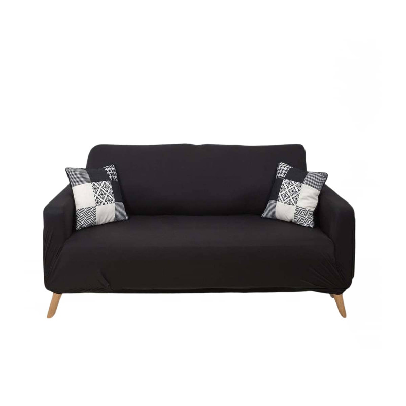 Housse Extensible Coloris Noir pour Canapé 2 Places