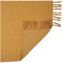 Plaid Jeté de Canapé Gaufré 130x160cm 100% Coton Ocre avec Franges