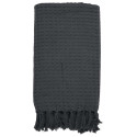 Plaid Jeté de Canapé Gaufré 130x160cm 100% Coton Gris Anthracite avec Franges