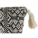 Coussin 40x40cm Style Ethnique Noir et Blanc Déhoussable avec Pompons