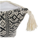 Coussin 40x40cm Style Ethnique Noir et Blanc Déhoussable avec Pompons