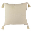 Coussin 40x40cm Style Ethnique Noir et Blanc Déhoussable avec Pompons