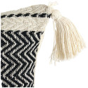 Coussin 40x40cm Style Berbère Beige Motifs Géométriques Noirs avec Pompons Déhoussable
