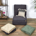 Coussin 40x40cm Style Berbère Beige Motifs Géométriques Noirs avec Pompons Déhoussable