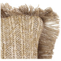 Coussin 40x40cm en Jute et Lin Tressé Doré avec Franges Déhoussable