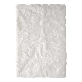 Tapis Rectangulaire 115x170cm Imitation Fourrure Blanche