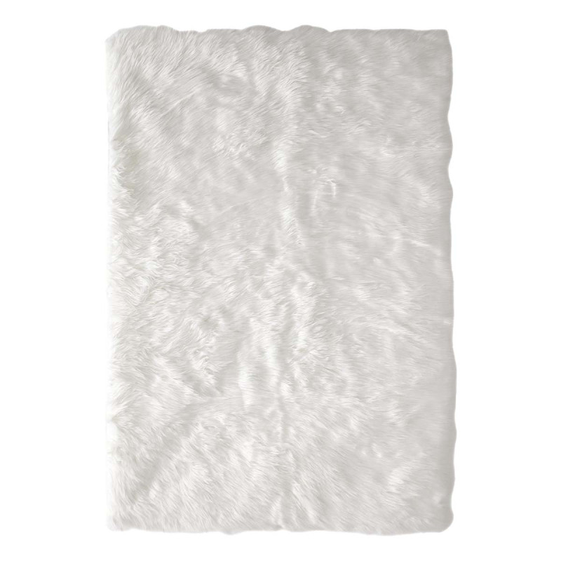 Tapis Rectangulaire 115x170cm Imitation Fourrure Blanche Tapis Rectangulaire 115x170cm Imitation Fourrure Blanche