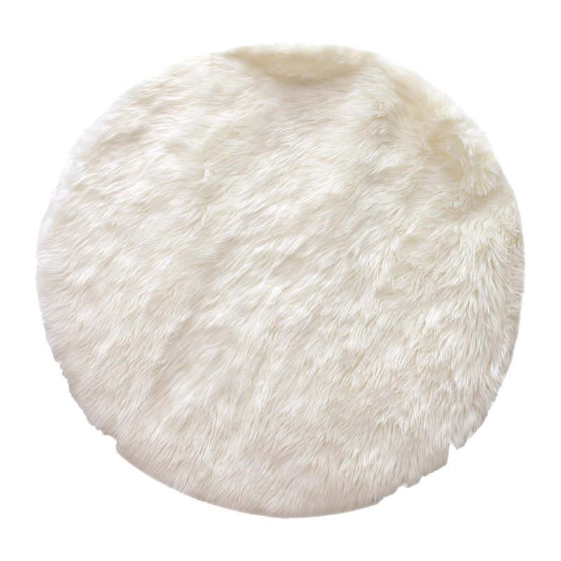 Tapis Rond Ø115cm Imitation Fourrure Blanche Tapis Rond Ø115cm Imitation Fourrure Blanche