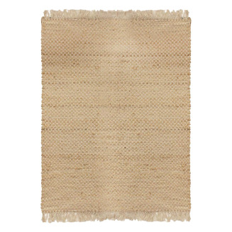 Tapis Rectangulaire 120x170cm en Toile de Jute Tressée Naturelle avec Franges