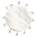 Tapis Rond Ø90cm 100% Blanc avec Pompons Beige